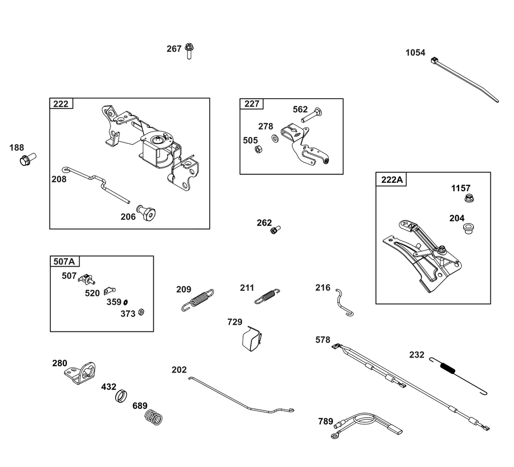 Controls Group Diagram and Parts List for 385447-0469-B5 200000 - 399999 Briggs and Stratton Engine
